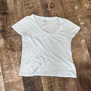 J CREW Linen Light Blue V-Neck Women's Top